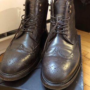 brown massimo dutti leather lace up chelsea boot